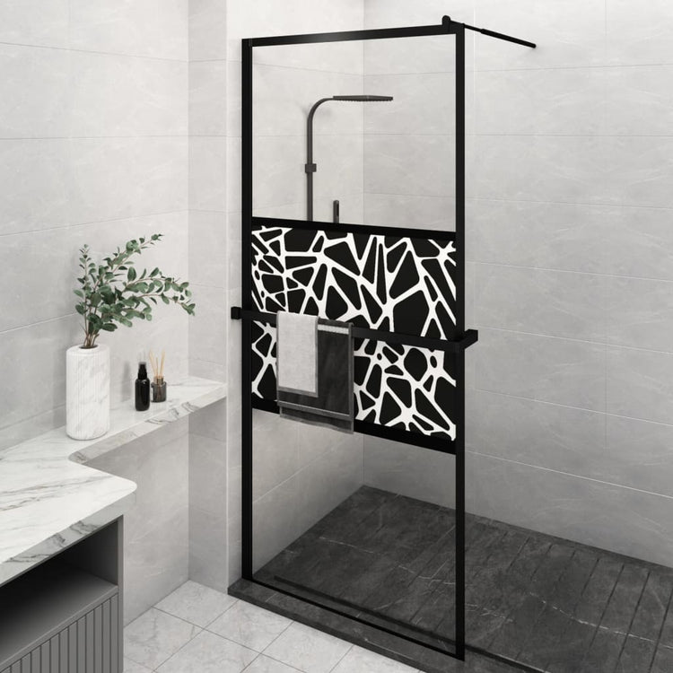 Vidaxl Walk-in Duschwand mit Regal 100x195 cm Esg-Glas Aluminium Schwarz