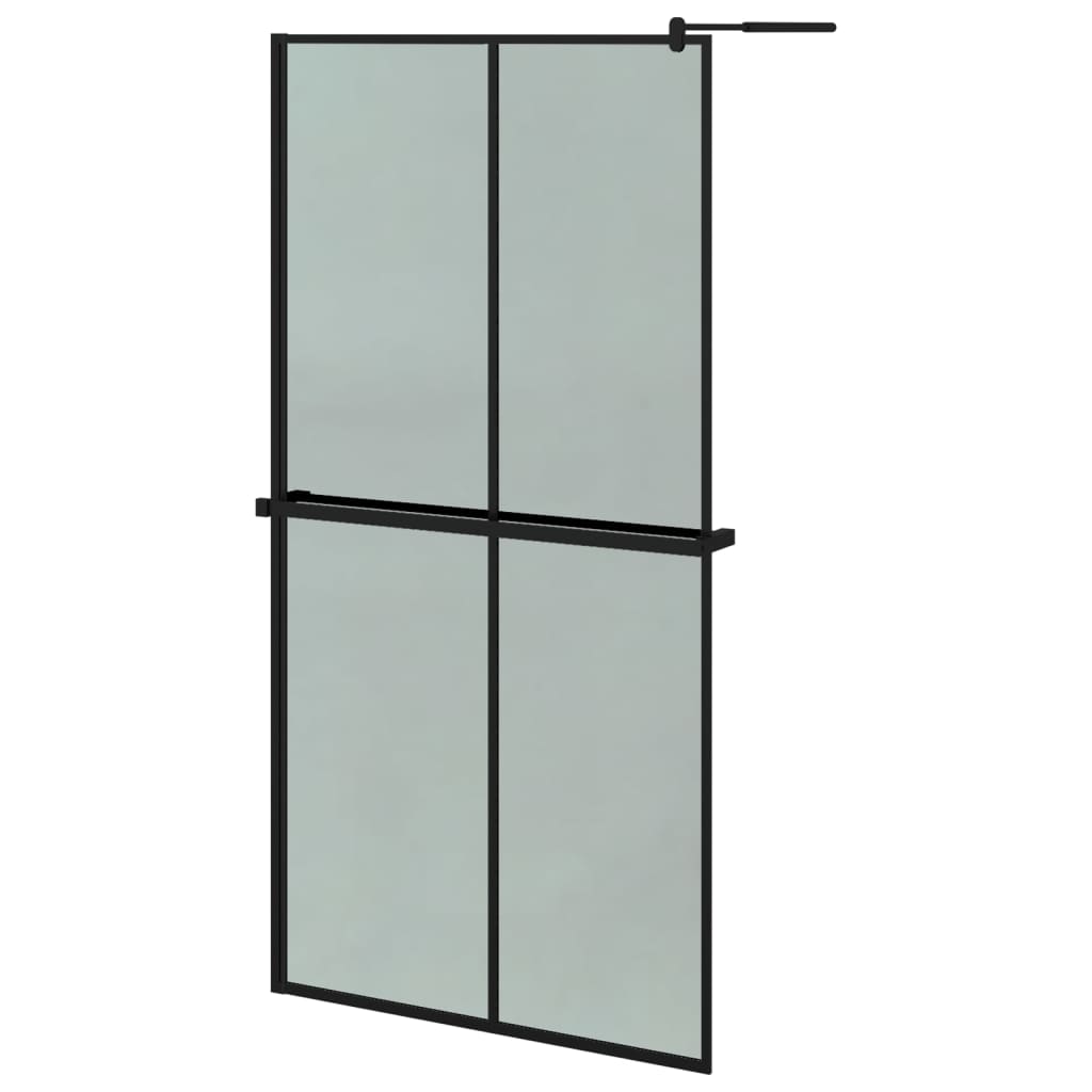 Vidaxl Walk-in Duschwand mit Regal 100x195 cm Esg-Glas Aluminium Schwarz