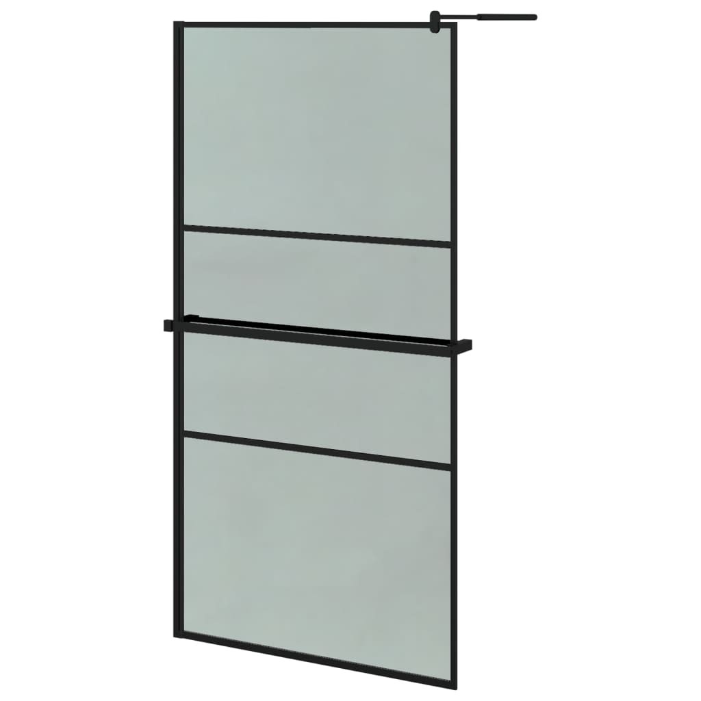 Vidaxl Walk-in Duschwand mit Regal 100x195 cm Esg-Glas Aluminium Schwarz