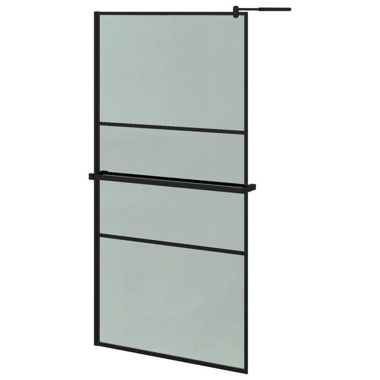 Vidaxl Walk-in Duschwand mit Regal 100x195 cm Esg-Glas Aluminium Schwarz