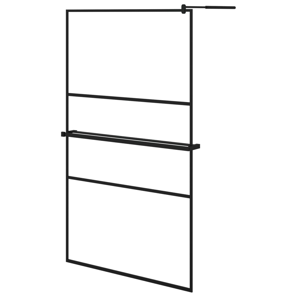 Vidaxl begehete Duschwand mit Regal 115x195 cm Esg-Glas Aluminium Schwarz