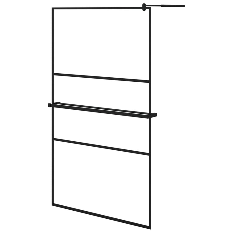 Vidaxl begehete Duschwand mit Regal 115x195 cm Esg-Glas Aluminium Schwarz