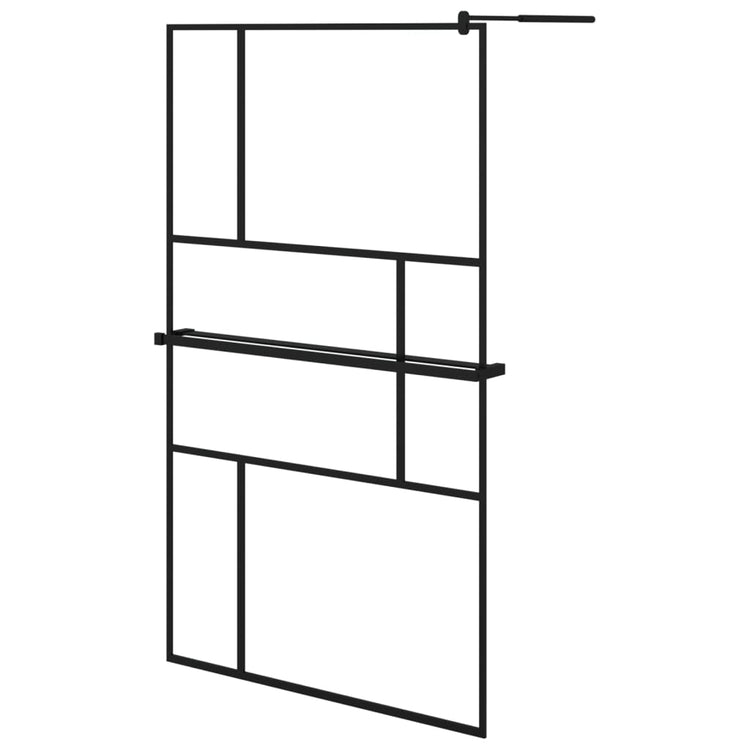 Vidaxl begehete Duschwand mit Regal 115x195 cm Esg-Glas Aluminium Schwarz