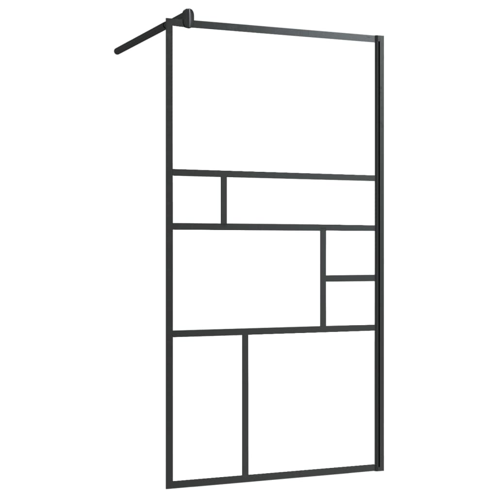 Vidaxl begehete Duschwand mit Regal 115x195 cm Esg-Glas Aluminium Schwarz