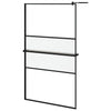 Vidaxl begehete Duschwand mit Regal 115x195 cm Esg-Glas Aluminium Schwarz