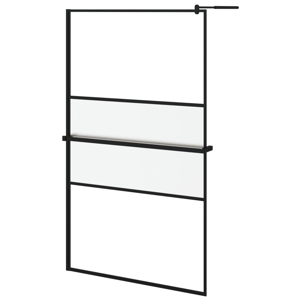 Vidaxl begehete Duschwand mit Regal 115x195 cm Esg-Glas Aluminium Schwarz