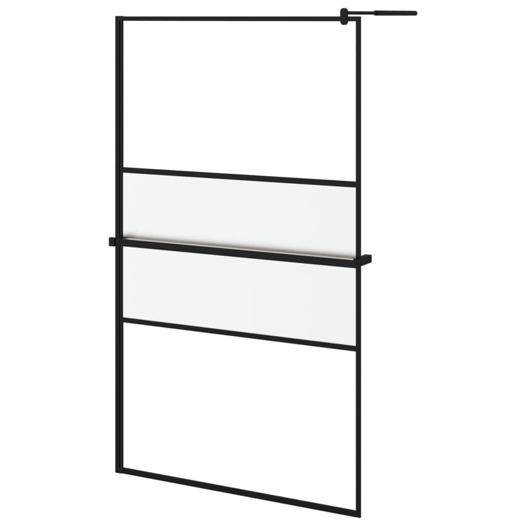 Vidaxl begehete Duschwand mit Regal 115x195 cm Esg-Glas Aluminium Schwarz