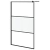 Vidaxl begehete Duschwand mit Regal 115x195 cm Esg-Glas Aluminium Schwarz