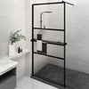Vidaxl begehete Duschwand mit Regal 115x195 cm Esg-Glas Aluminium Schwarz