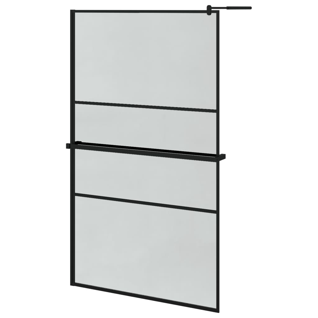 Vidaxl begehete Duschwand mit Regal 115x195 cm Esg-Glas Aluminium Schwarz