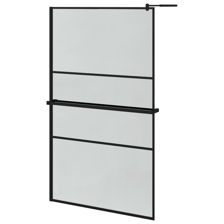 Vidaxl begehete Duschwand mit Regal 115x195 cm Esg-Glas Aluminium Schwarz
