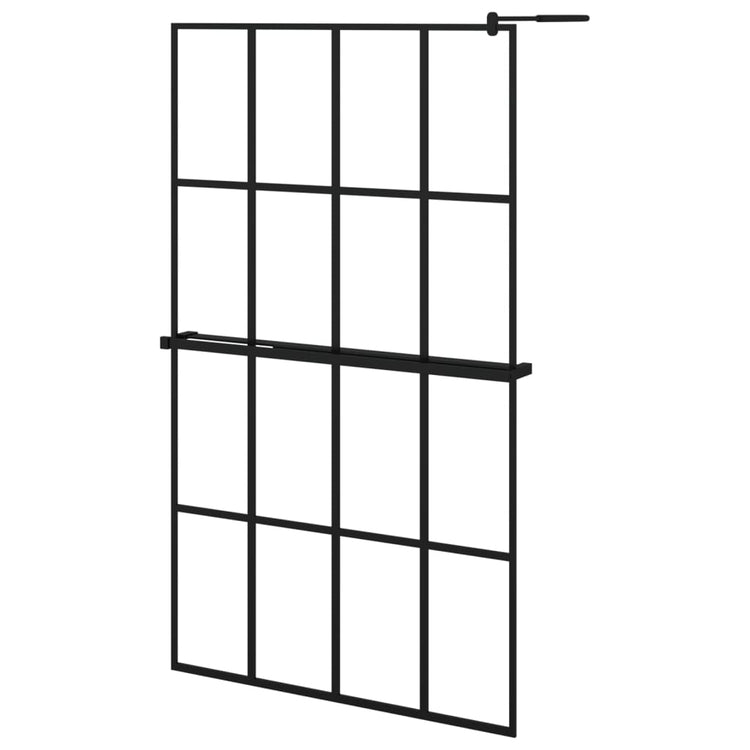 Vidaxl begehete Duschwand mit Regal 118x190 cm Esg-Glas Aluminium Schwarz