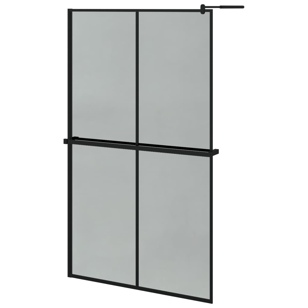 Vidaxl begehete Duschwand mit Regal 118x190 cm Esg-Glas Aluminium Schwarz