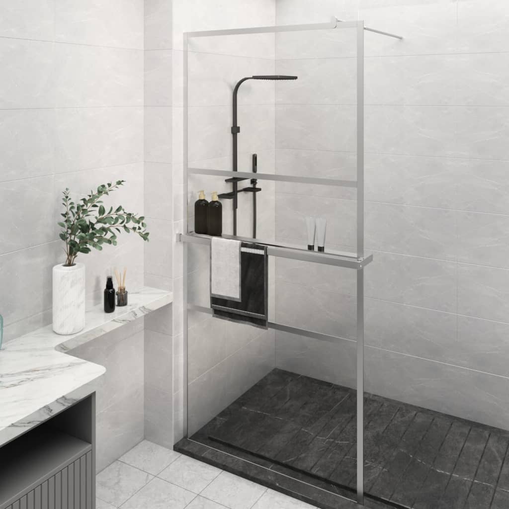Vidaxl Walk-in Duschwand mit Regal 80x195 cm ESG-Glas-Aluminiumchrom