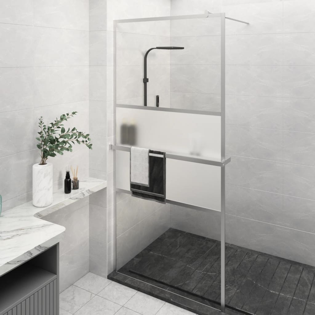 Vidaxl Walk-in-Duschwand mit Regal 100x195 cm ESG-Glas-Aluminiumchrom