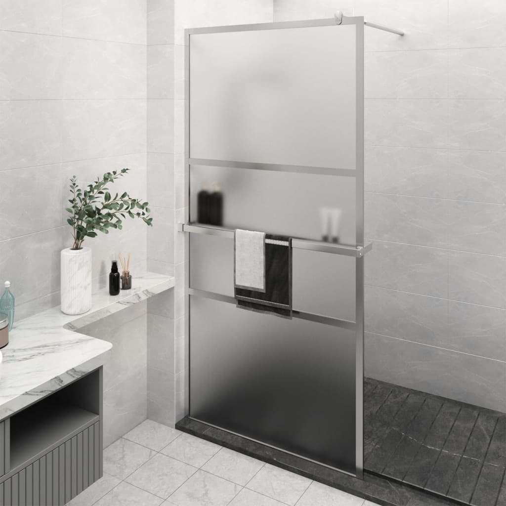 Vidaxl Walk-in-Duschwand mit Regal 115x195 cm ESG-Glas-Aluminiumchrom