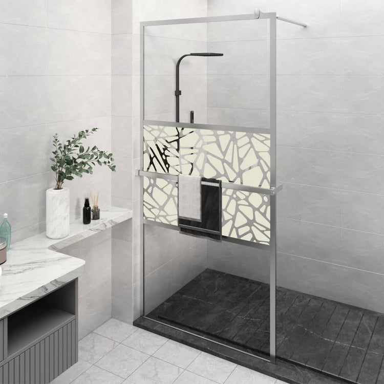 Vidaxl Walk-in-Duschwand mit Regal 115x195 cm ESG-Glas-Aluminiumchrom