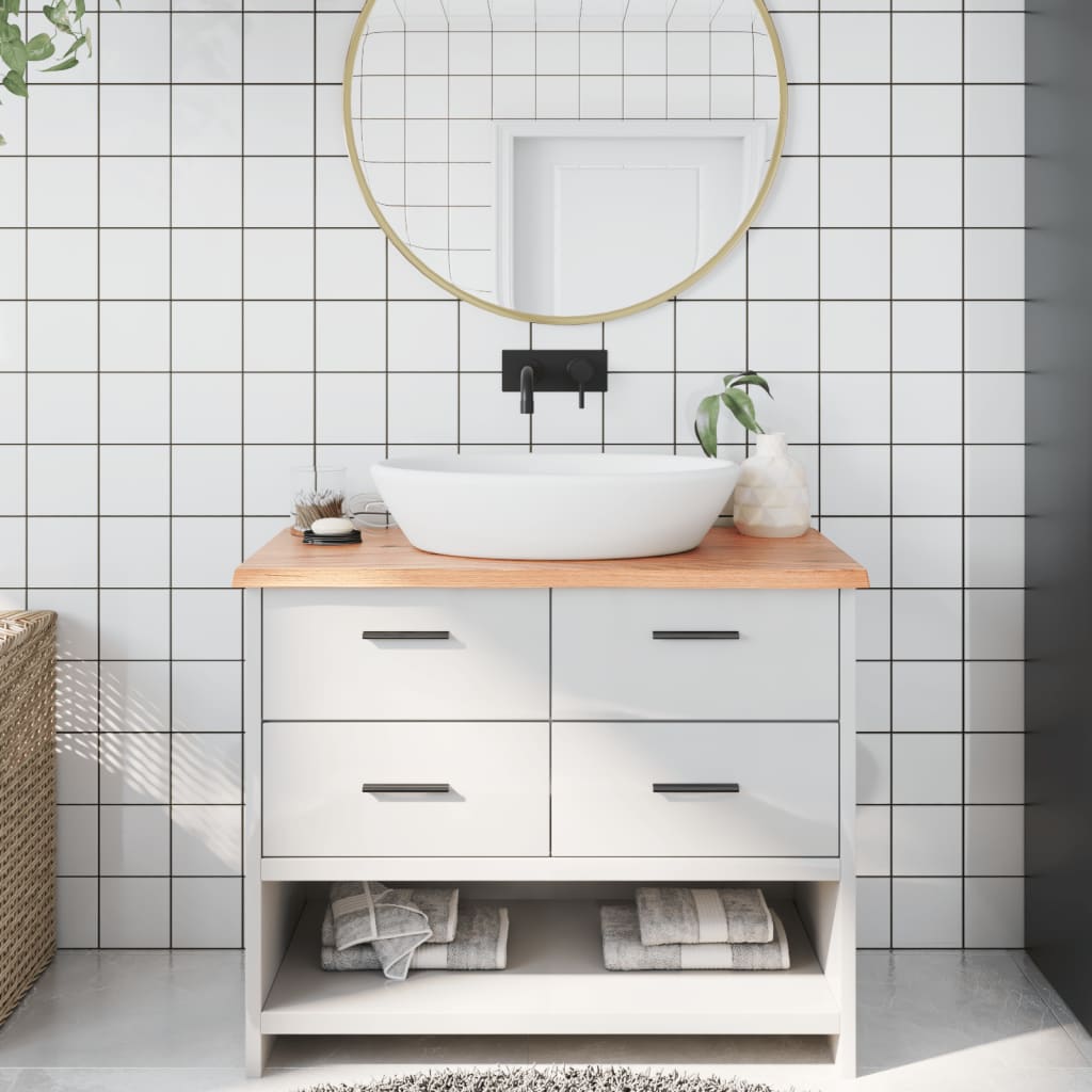 VIDAXL WASHBAIN TABELLE 100x40x2 behandeltes massives Holz hellbraun