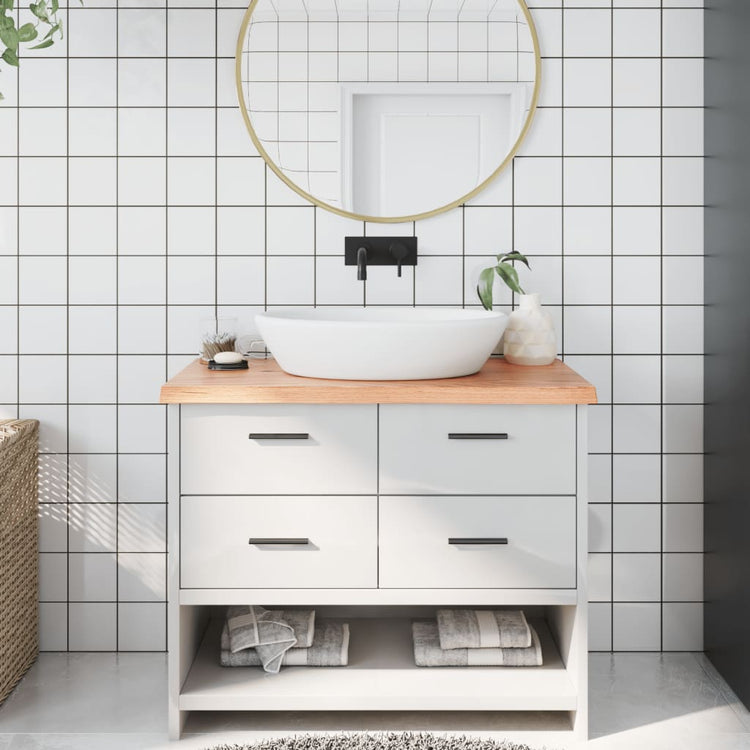 VIDAXL WASHBAIN TABELLE 100X40X (2-4) CM behandeltes massives Holz hellbraun