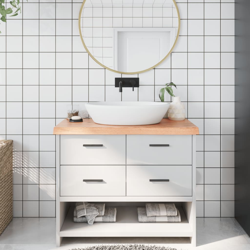 VIDAXL WASHBAIN TABELLE 100x40X (2-6) CM behandeltes massives Holz hellbraun