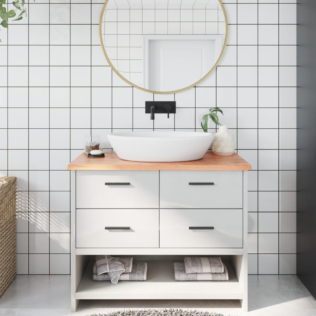 VIDAXL WASHBAIN TABELLE 100X60X2 behandeltes massives Holz hellbraun