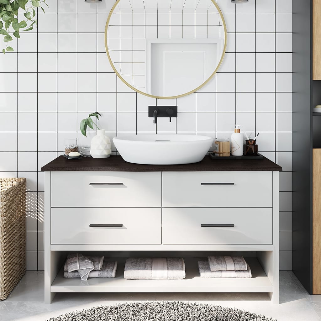 VIDAXL WASHBAIN TABELLE 100x40x2 cm behandelt massives Holz dunkelbraun
