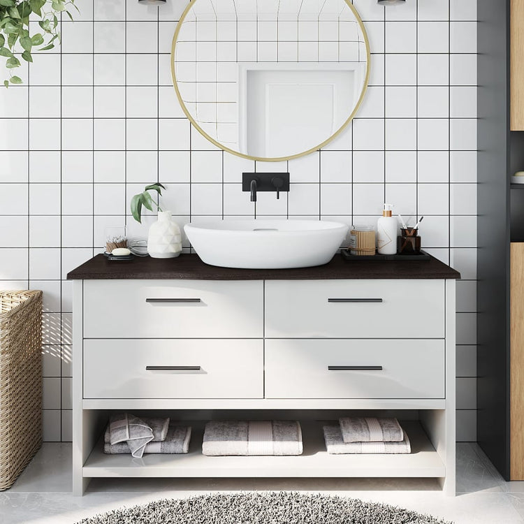 VIDAXL WASHBAIN TABELLE 100x40x2 cm behandelt massives Holz dunkelbraun