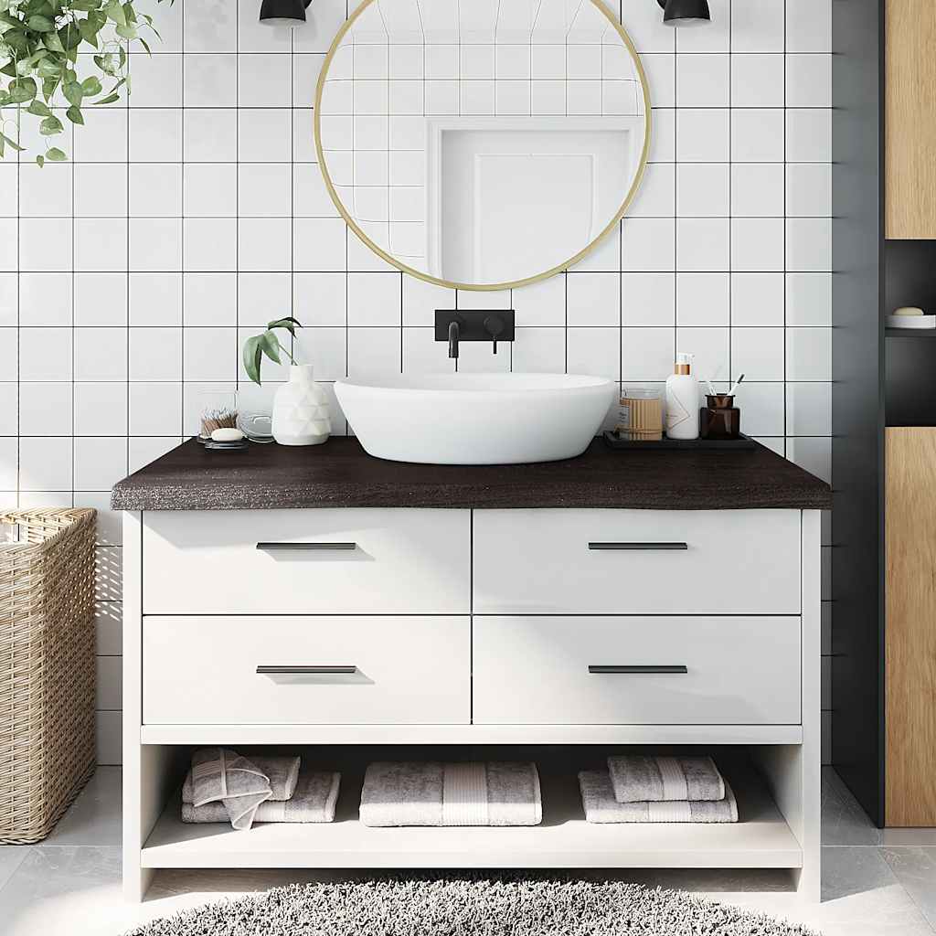 VIDAXL WASHBAIN TABELLE 100X60X (2-6) CM behandelt massives Holz dunkelbraun