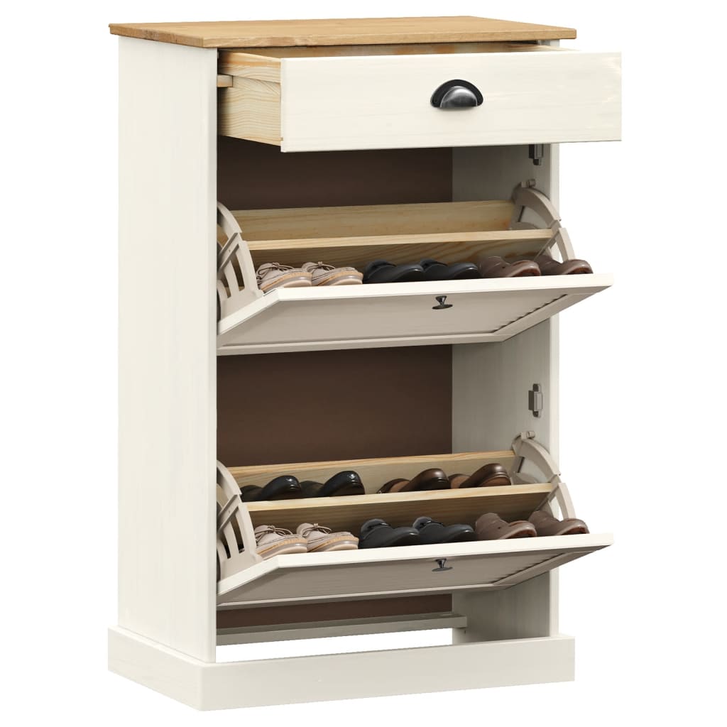 Vidaxl Schuhschrank vigo 60x35x96 cm Festkiefer weiß