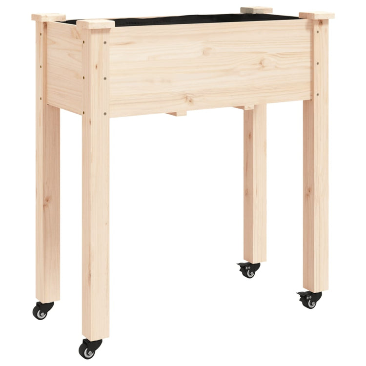 Vidaxx Pflanzgefäß auf Rädern 71x37x80 cm aus massivem Kiefernholz