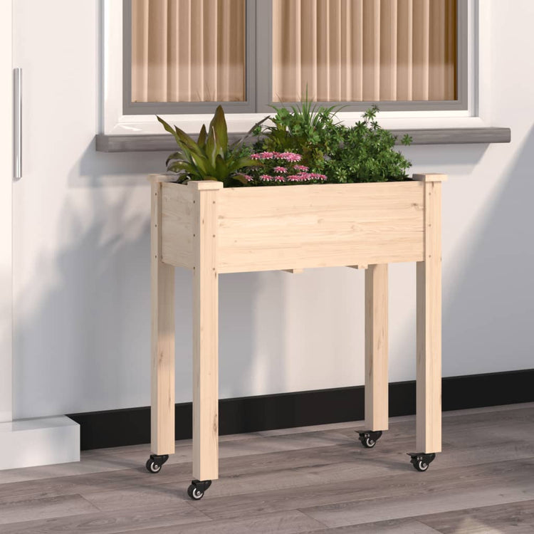 Vidaxx Pflanzgefäß auf Rädern 71x37x80 cm aus massivem Kiefernholz