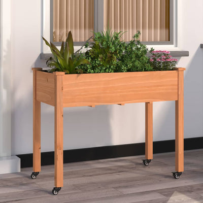 Vidaxx Pflanzgefäß auf Rädern 118x59x80 cm massives Kiefernholz braun