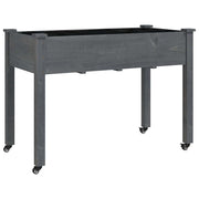 Vidaxx Pflanzgefäß auf Rädern 118x59x80 cm massives Kiefernholz grau - afbeelding 2