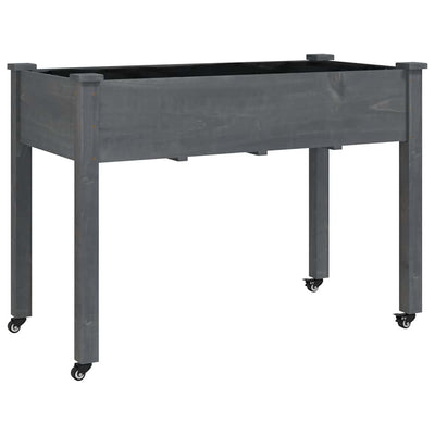 Vidaxx Pflanzgefäß auf Rädern 118x59x80 cm massives Kiefernholz grau