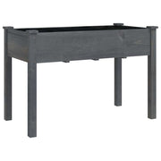 Vidaxx Pflanzgefäß auf Rädern 118x59x80 cm massives Kiefernholz grau - afbeelding 3