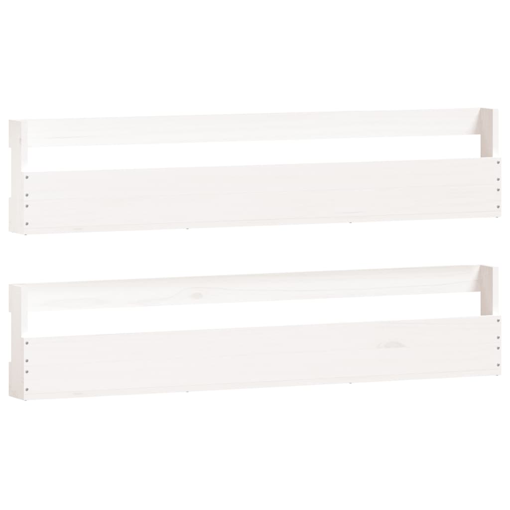 Vidaxl -Wandschuhe Racks 2 PCs 110x9x23 cm Festkiefer weiß weiß