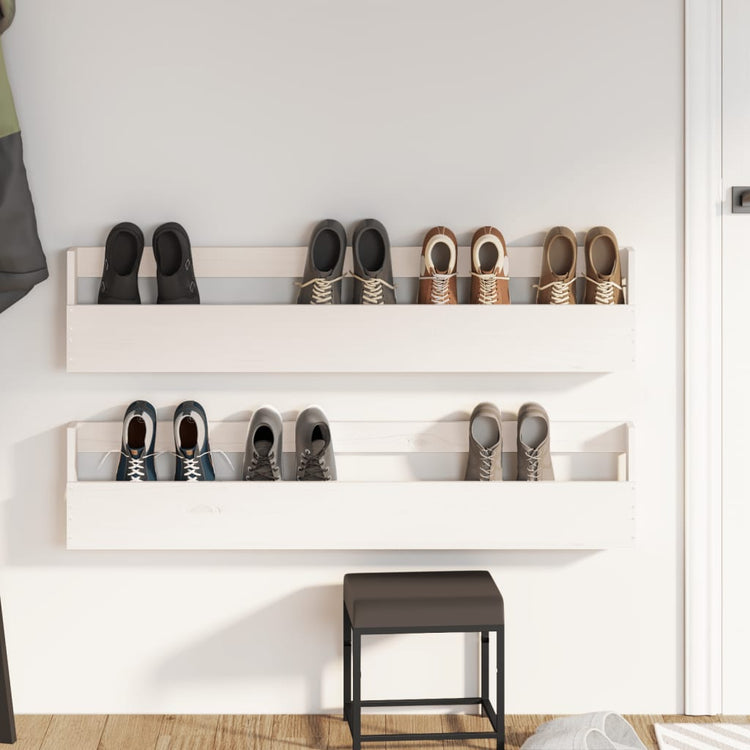 Vidaxl -Wandschuhe Racks 2 PCs 110x9x23 cm Festkiefer weiß weiß