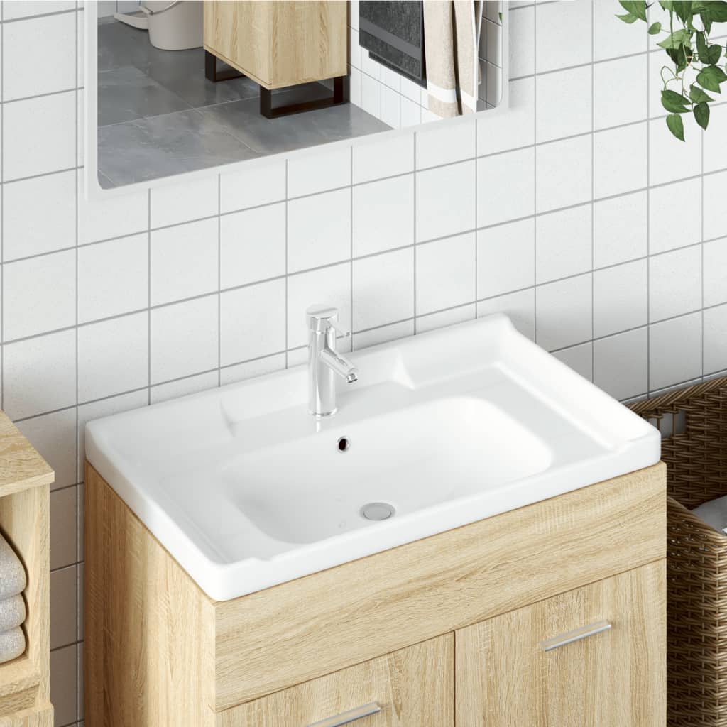 VIDAXL WASHBAIN RETTANGULAR 91,5 x 48 x 23 cm Keramik Weiß