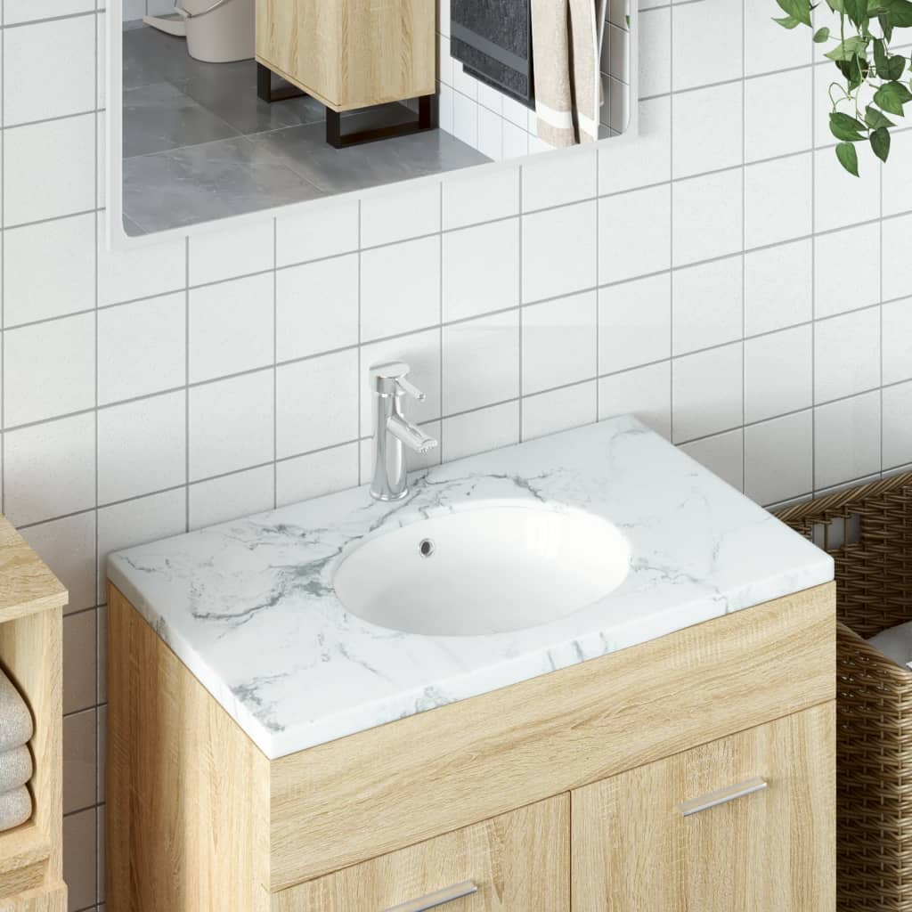 VIDAXL WASHBAIN OVAL 37X31X17,5 CM Keramik Weiß