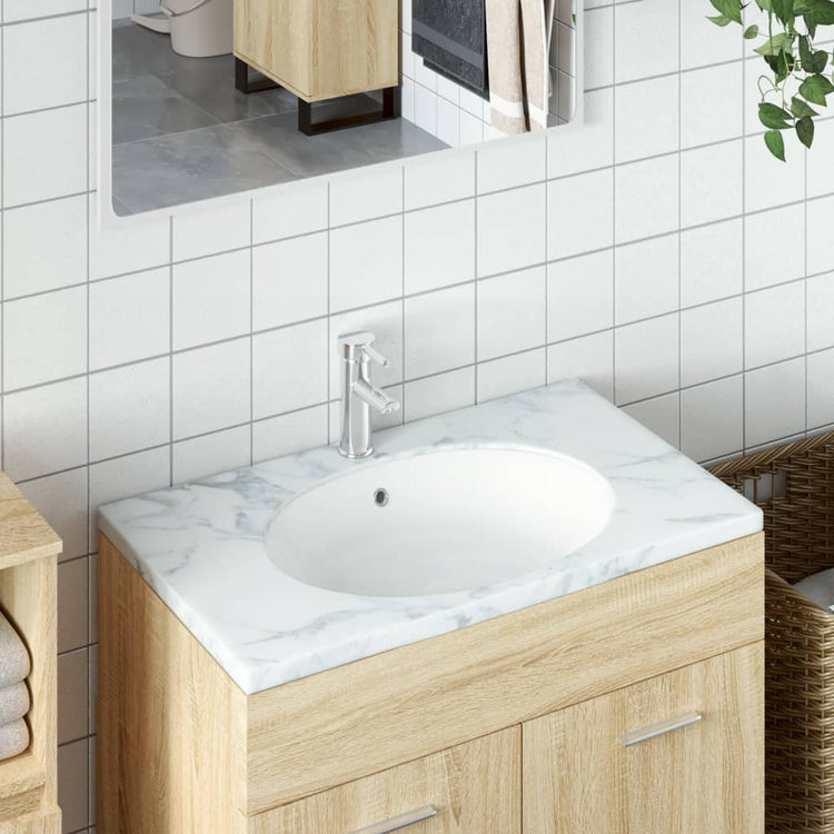 VIDAXL WASHBAIN OVAL 49 x 40,5x21 cm Keramik Weiß