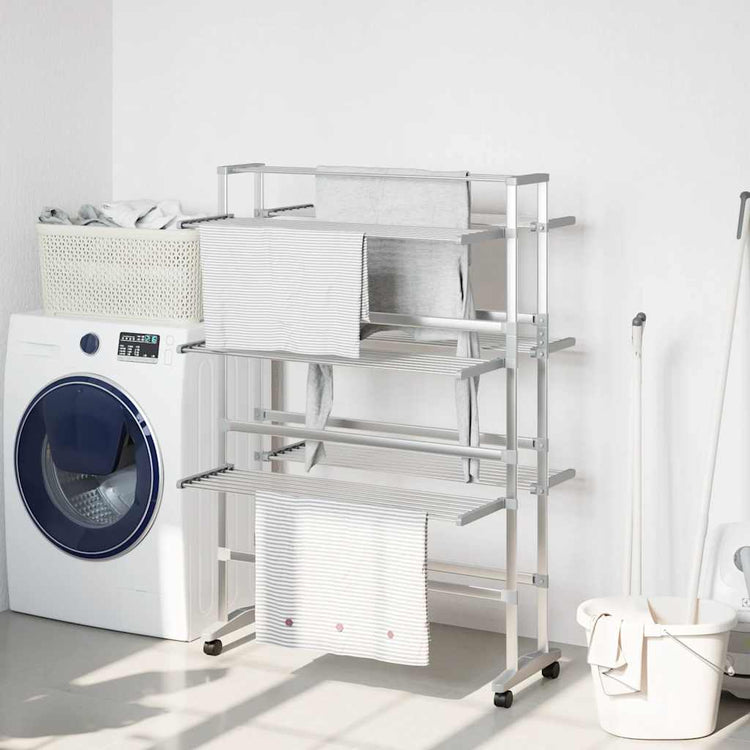 VIDAXL -Trocknungsregal mit Rädern 89x64x129 cm Aluminium
