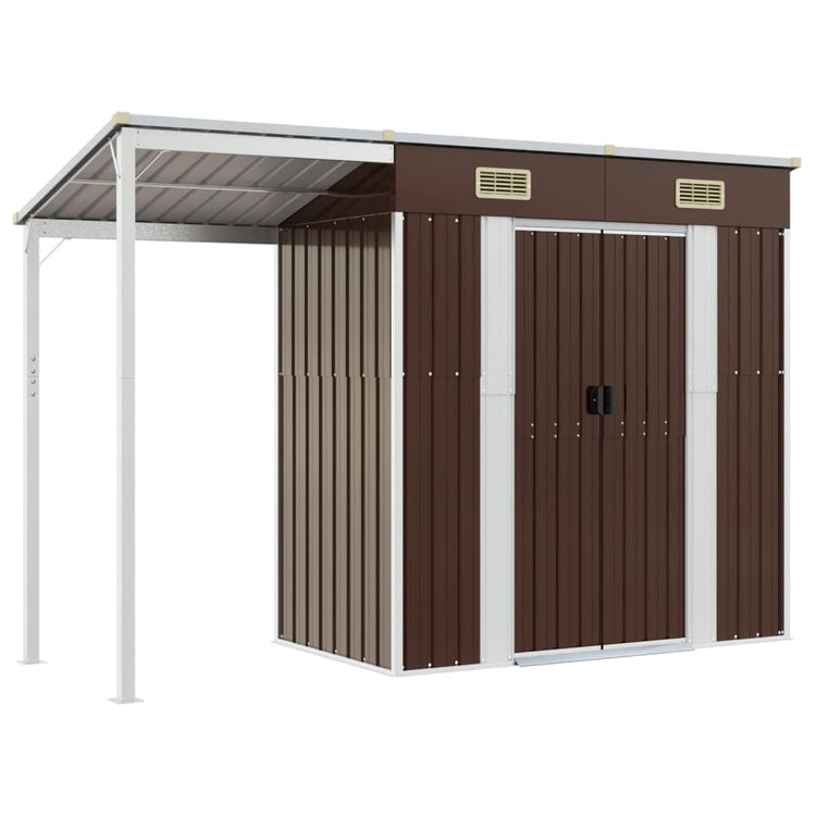 Vidaxl Gartenschuppen mit verlängertem Dach 277x110.5x181 cm Stahlbraun