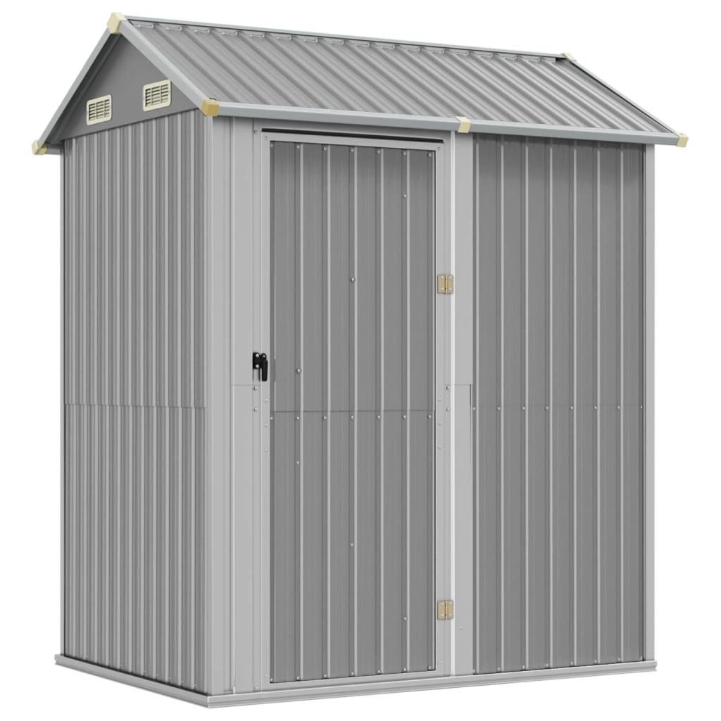 Vidaxl Garden Shed 192x152.5x237 cm verzinkter Stahl hellgrau
