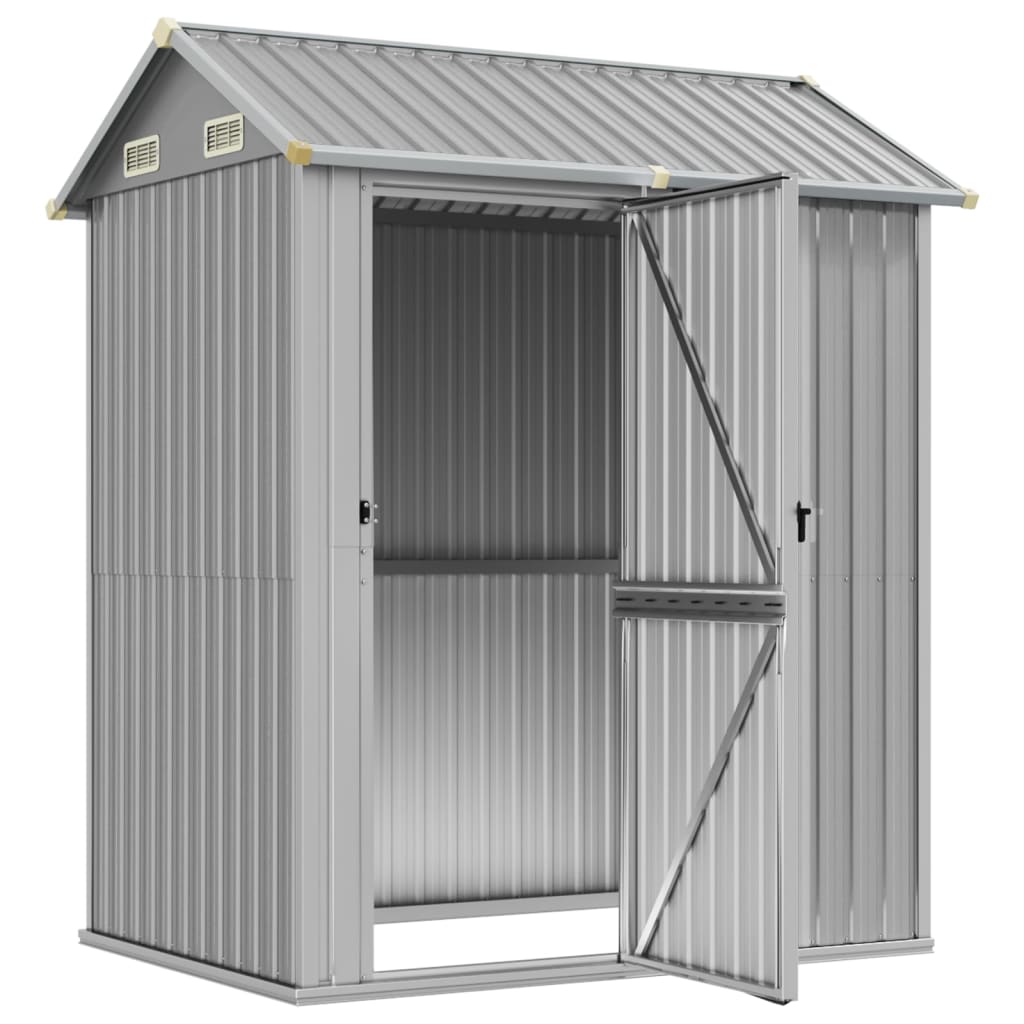 Vidaxl Garden Shed 192x152.5x237 cm verzinkter Stahl hellgrau