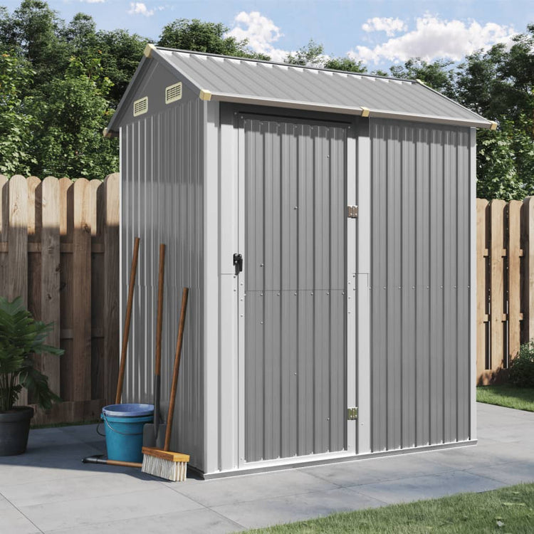 Vidaxl Garden Shed 192x152.5x237 cm verzinkter Stahl hellgrau