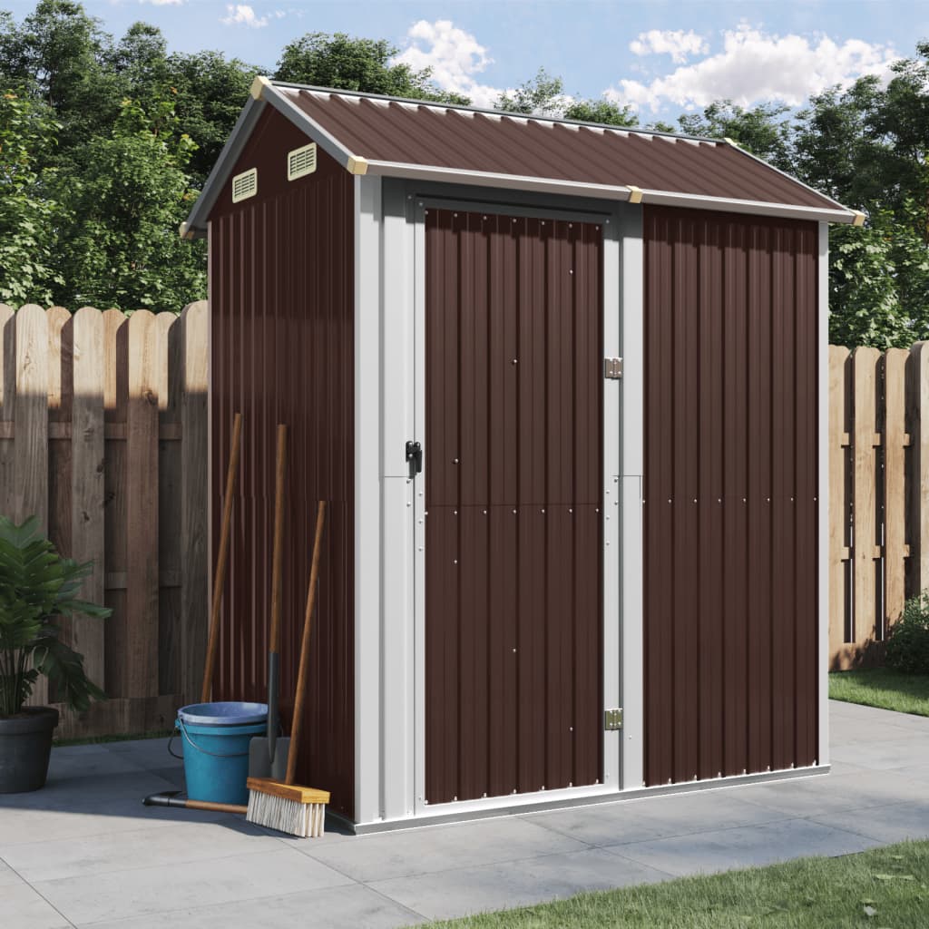 Vidaxl Garden Shed 192x152.5x237 cm verzinkter Stahlbraun