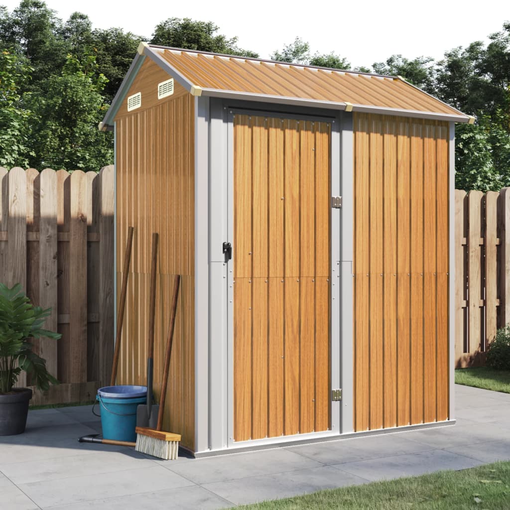 Vidaxl Garden Shed 192x152.5x237 cm verzinktes Stahl hellbraun
