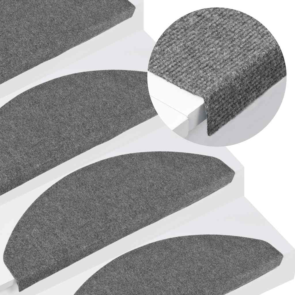Vidaxl -Treppenmatten Selbstadhäsiv 10 ST 65x22.5x3,5 cm Grau