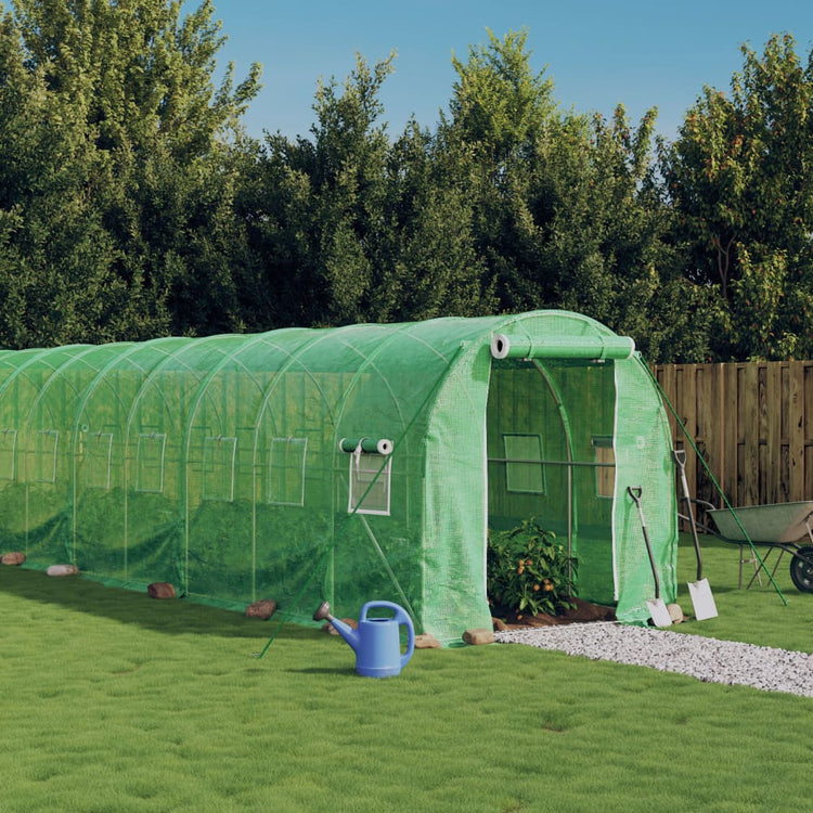 Vidaxl Tuinkas mit Stahlrahmen 28 m² 14x2x2 m grün