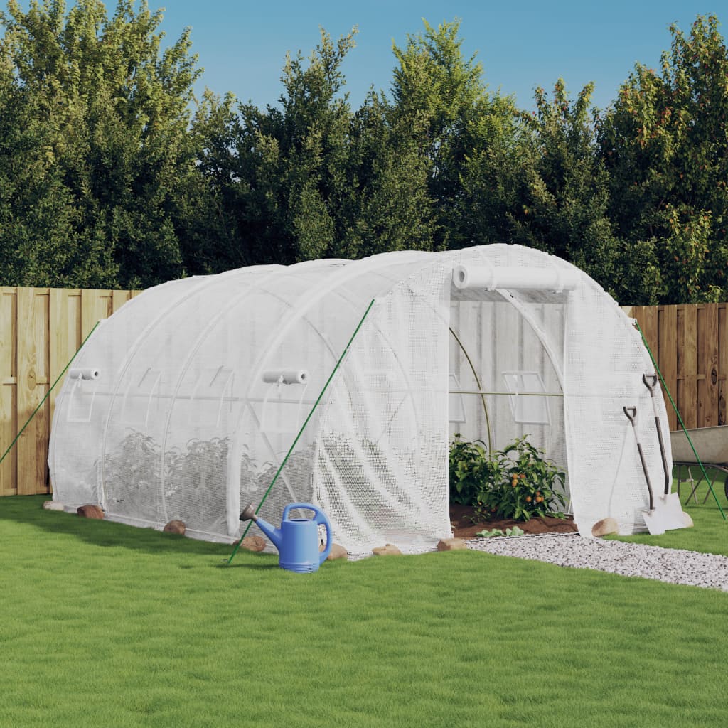 Vidaxxl Gewächshaus mit Stahlrahmen weiß 12 m² 4x3x2 m